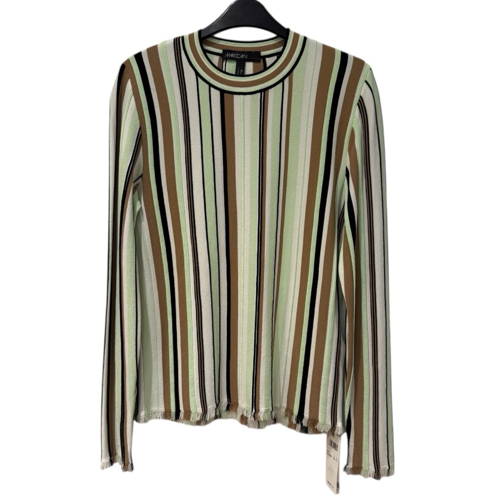 MARC CAIN Long-sleeved shirt, multicolored stripes Mint Green Brown Black Size M - Picture 4 of 9